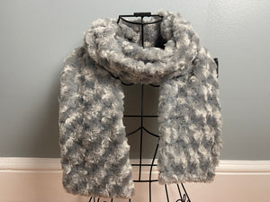 Classic Minky Scarf in Silver Rosette