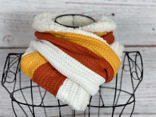 Candy Corn Knit and Ivory Sherpa Infinity