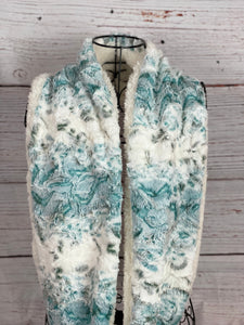 Snowy Owl In Aqua and Ivory Sherpa Infinity