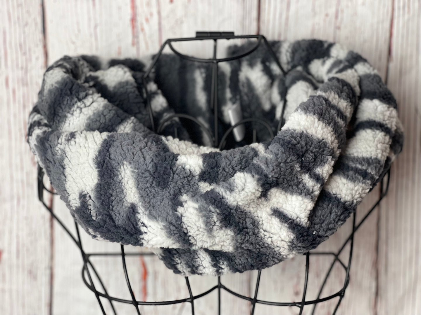 Grey Camo Sherpa Cowl Neck Warmer