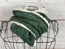 Green Sweater Knit and Ivory Sherpa Infinity