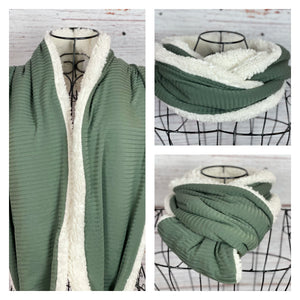 Sage Knit and Ivory Sherpa Infinity