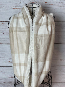 Ivory & Beige Windowpane Flannel and Ivory Sherpa Infinity