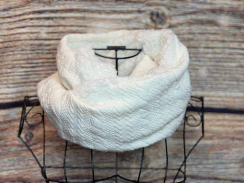 Ivory Cable Knit with Ivory Sherpa Infinity