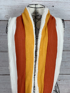 Candy Corn Knit and Ivory Sherpa Infinity
