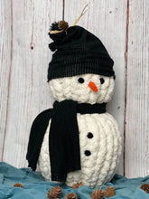 Cozy Snowman with Black Cap & Scarf