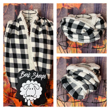 Buffalo Plaid Black/Ivory and Ivory Sherpa Infinity