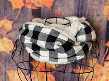 Buffalo Plaid Black/Ivory and Ivory Sherpa Infinity