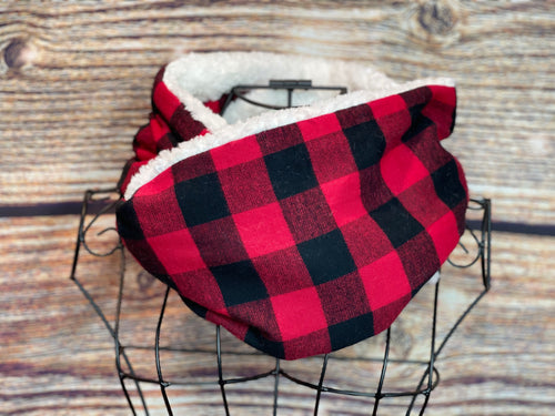 Buffalo Black & Red Flannel and Ivory Sherpa Infinity
