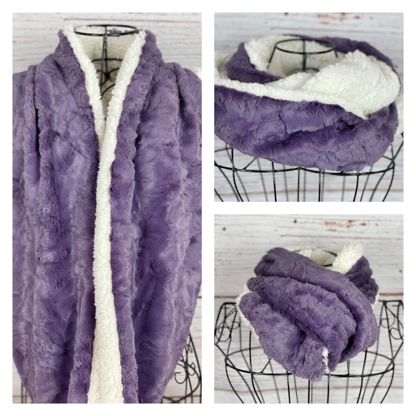 Minky Marble Grape and Ivory Sherpa Infinity