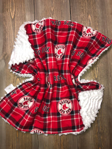 Lovie Red & Blue Baseball Flannel/White Ziggy Minky