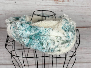 Snowy Owl In Aqua and Ivory Sherpa Infinity