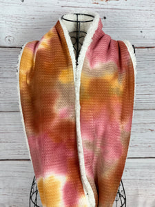 Sunset Tie Dye Knit and Ivory Sherpa Infinity