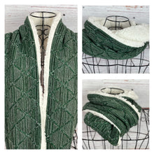Green Sweater Knit and Ivory Sherpa Infinity