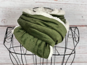 Olive Corduroy and Ivory Sherpa Infinity