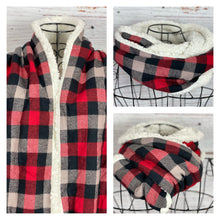 Red Buffalo Plaid Flannel and Ivory Sherpa Infinity