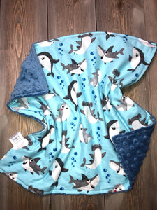 Baby Shark Flannel/Blue Dimple Minky