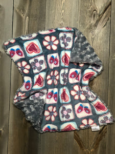 Lovie with Patchwork Hearts/Grey Minky Swirl