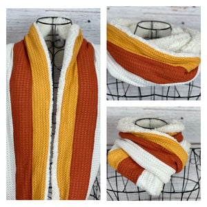 Candy Corn Knit and Ivory Sherpa Infinity