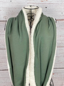 Sage Knit and Ivory Sherpa Infinity