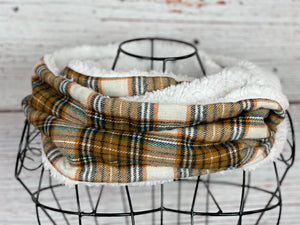 Spiced Plaid Flannel and Ivory Sherpa Infinity