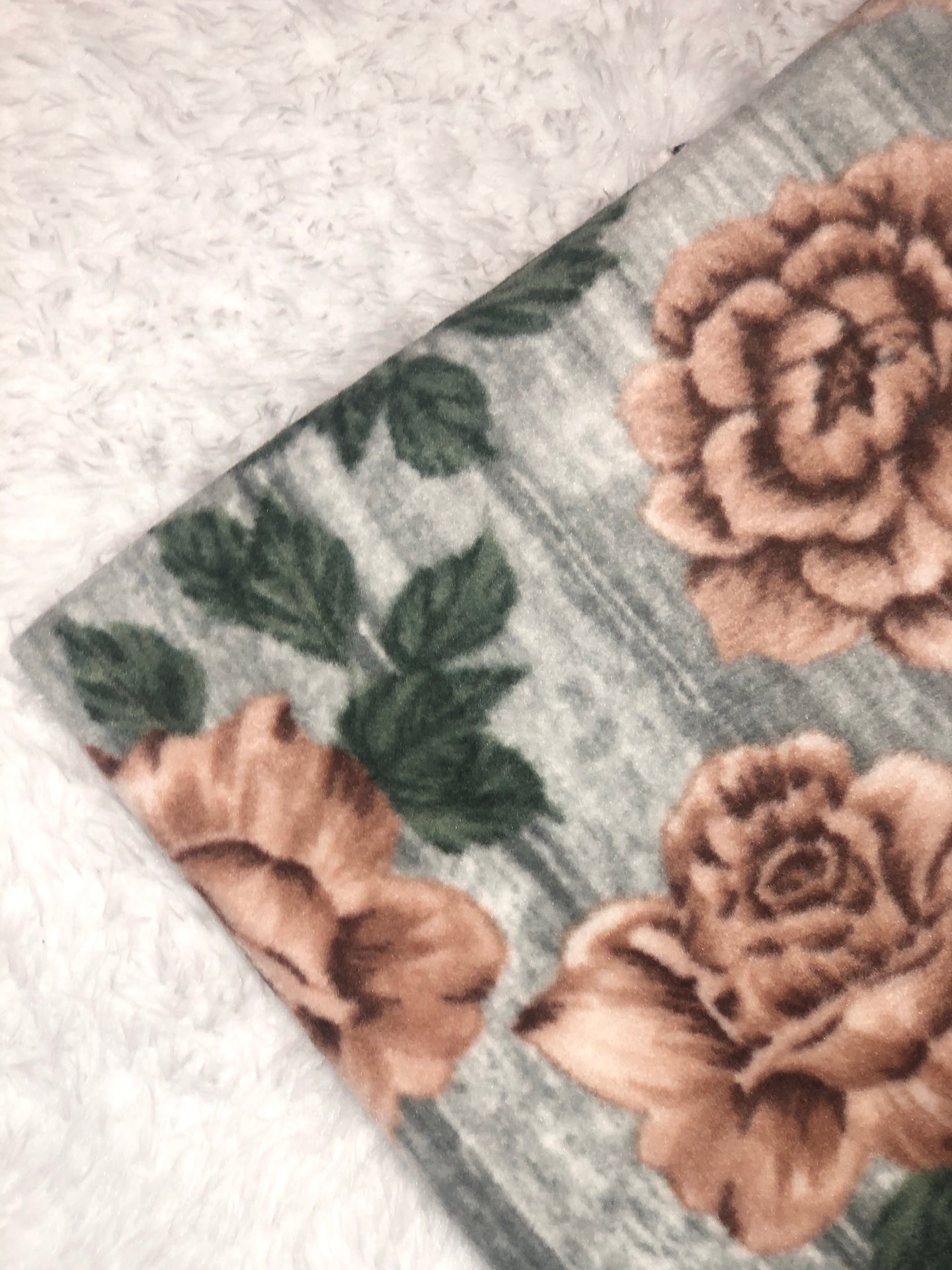 Grey & Pink Roses/White Sherpa - BerkSherps XL Luxe Sherpa Cuddler