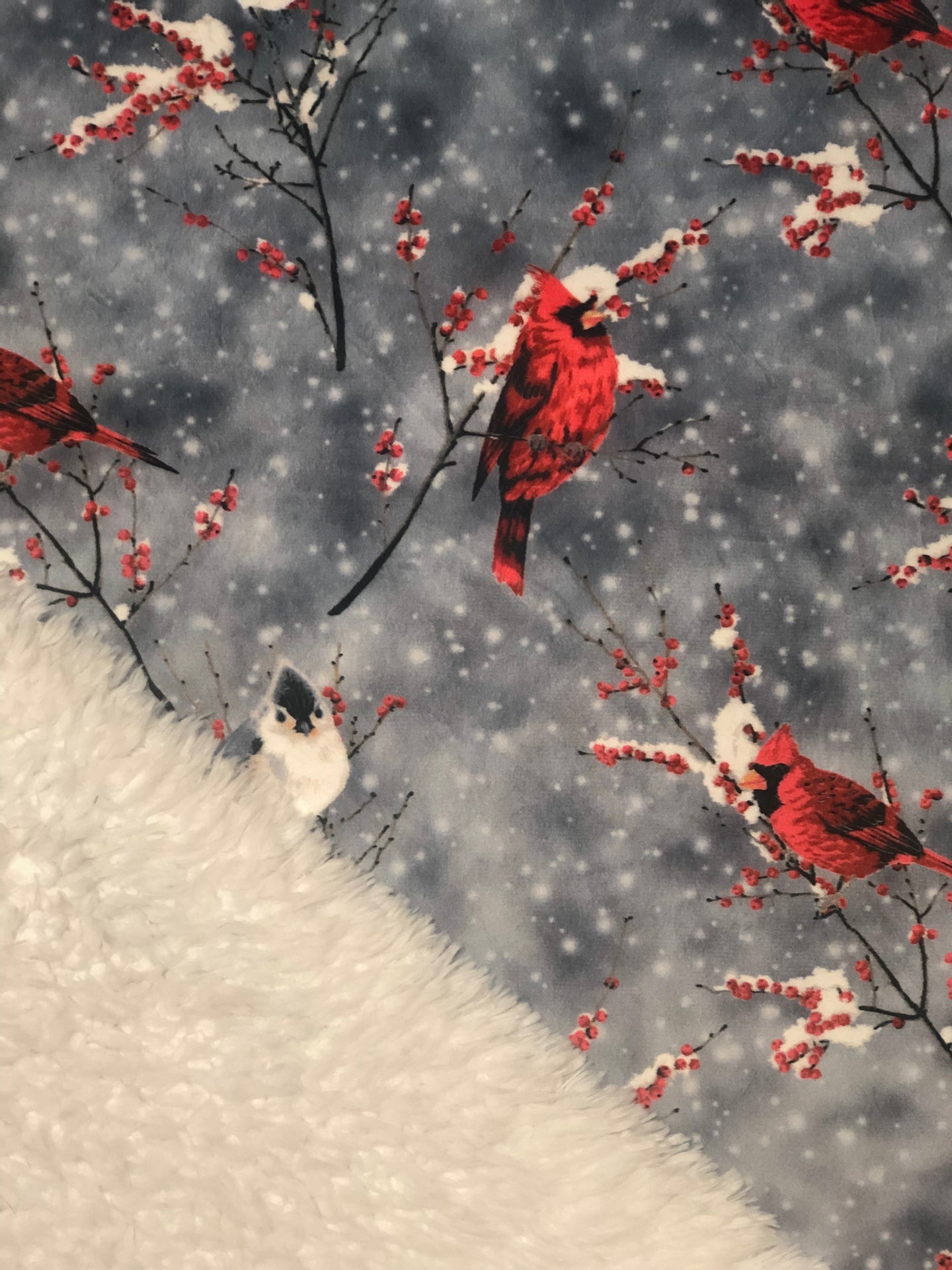 BerkSherp Cuddler Blanket Red Minky Cardinals/White Sherpa Back