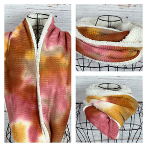 Sunset Tie Dye Knit and Ivory Sherpa Infinity